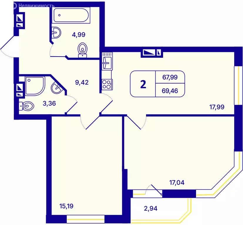 2-комнатная квартира: Новосибирск, Кировский район, Северо-Чемской ... - Фото 1