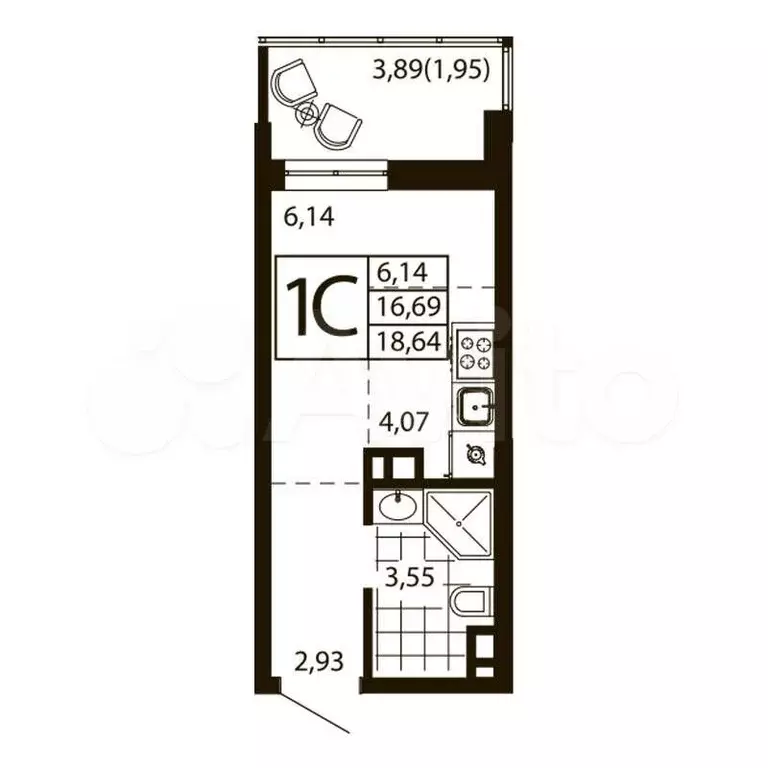 Квартира-студия, 18,4 м, 13/24 эт. - Фото 0