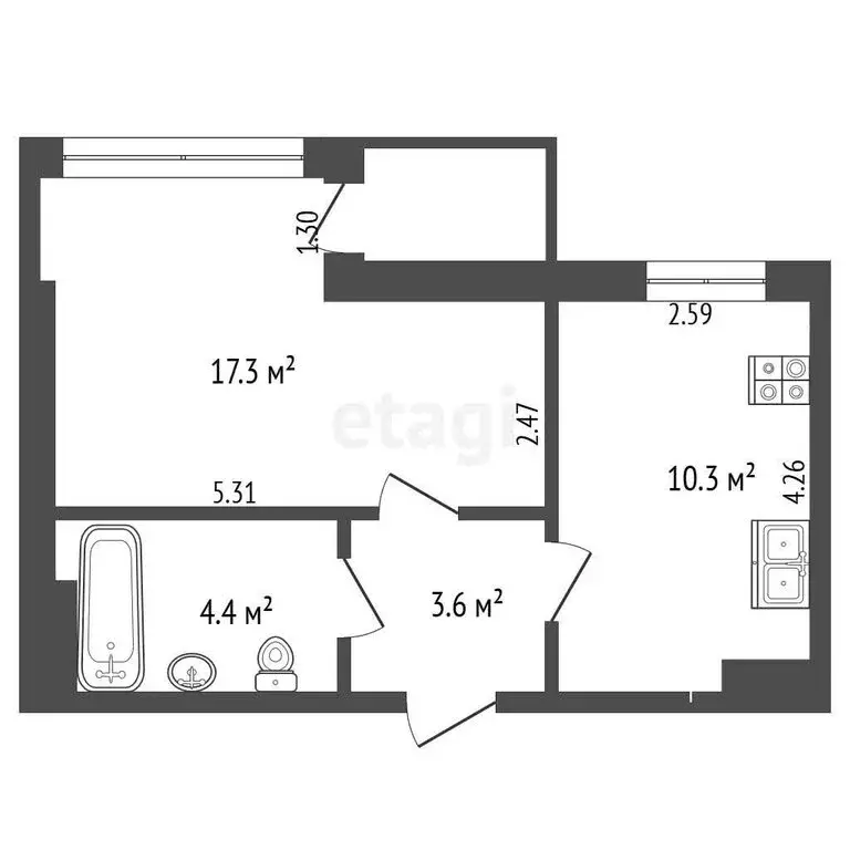 1-комнатная квартира: Севастополь, Античный проспект, 66 (36.3 м) - Фото 1