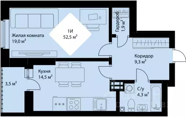 1-к кв. Свердловская область, Екатеринбург Эльмаш жилрайон, Веер Парк ... - Фото 0