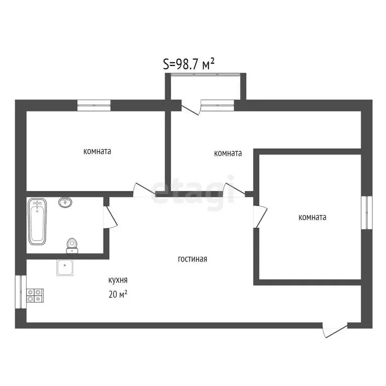 4-комнатная квартира: Юрга, Фестивальная улица, 3Б (98.7 м) - Фото 0