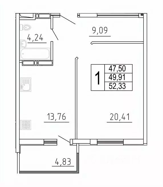 1-к кв. Самарская область, Самара ул. Дыбенко, 5 (52.33 м) - Фото 1