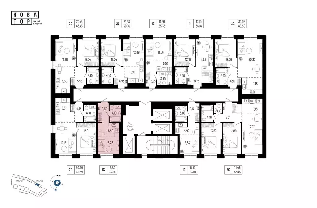1-комнатная квартира: Уфа, улица Рудольфа Нуреева, 7 (23.34 м) - Фото 1