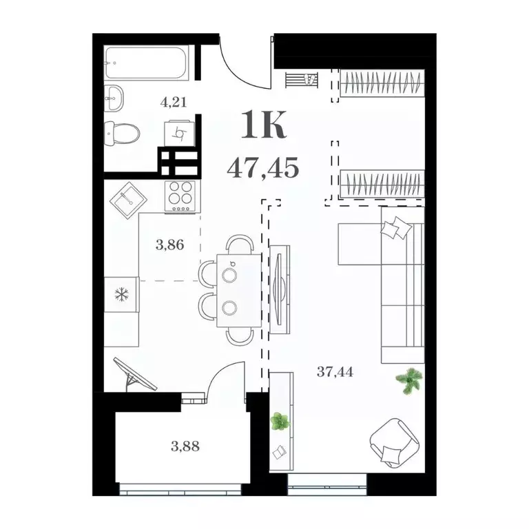 1-к кв. Приморский край, Владивосток ул. Леонова, 54 (47.45 м) - Фото 0