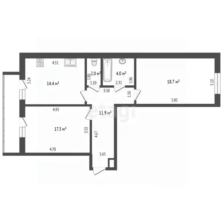 2-к кв. Крым, Симферопольский район, Мирновское с/пос, с. Белоглинка ... - Фото 1