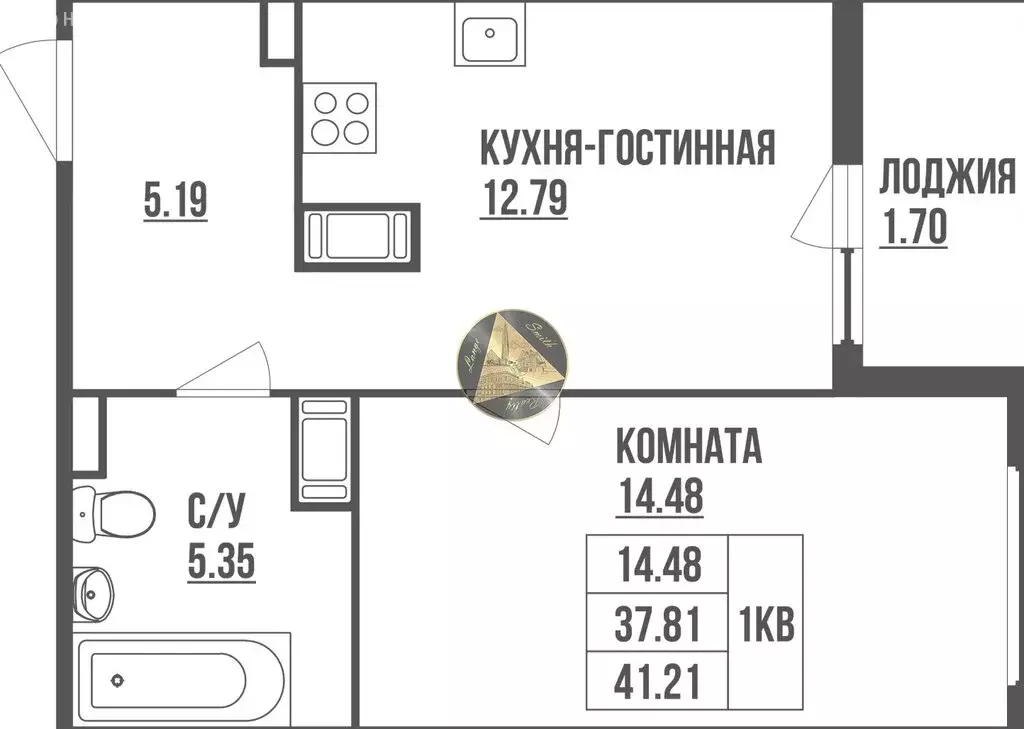 1-комнатная квартира: Санкт-Петербург, Белоостровская улица, 10к1 ... - Фото 0