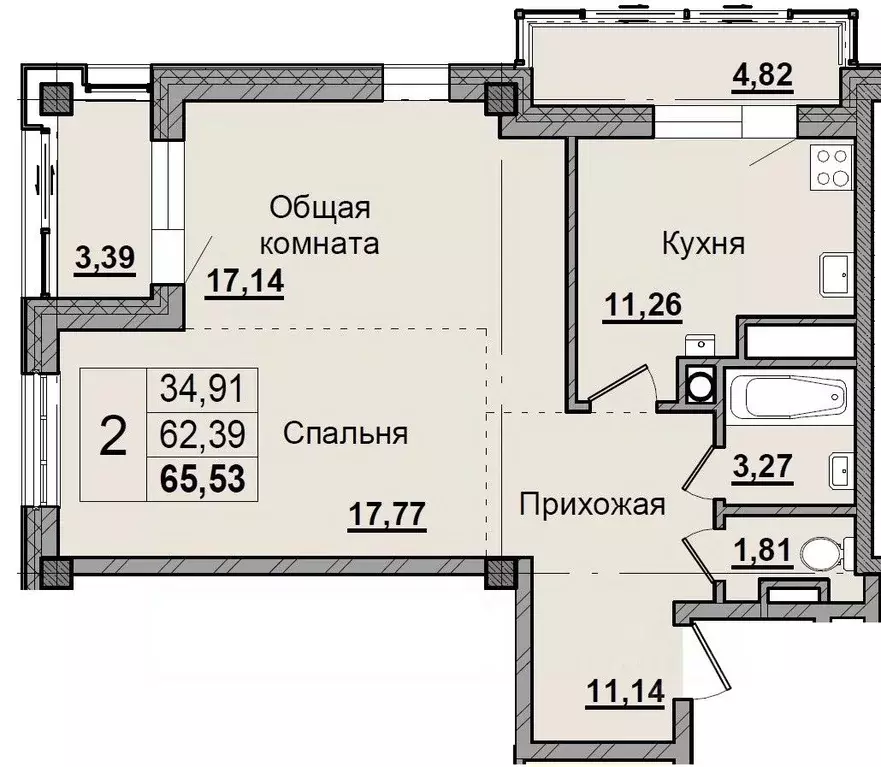 2-к кв. Саха (Якутия), Якутск просп. Михаила Николаева, 31/5 (65.52 м) - Фото 0