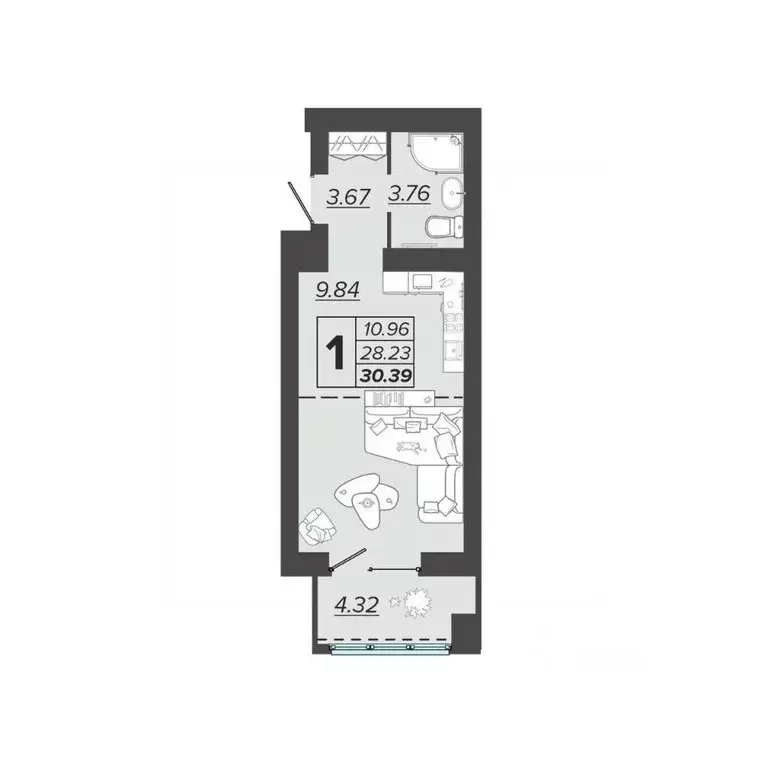 1-к кв. Брянская область, Брянск Архитектор жилой комплекс (30.39 м) - Фото 0