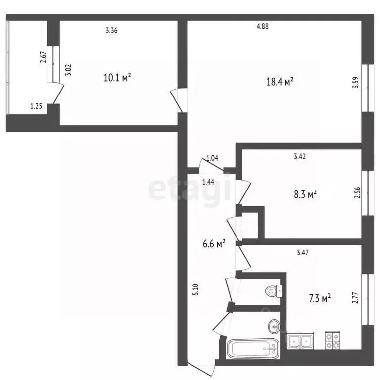 3-к кв. Московская область, Люберцы Юбилейная ул., 17 (54.0 м) - Фото 1
