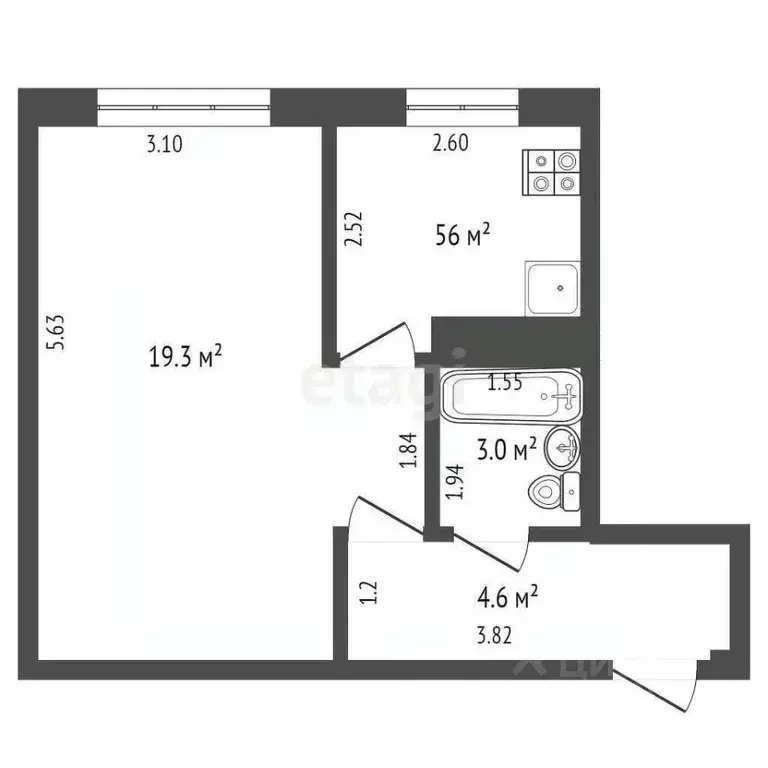 1-к кв. Самарская область, Самара Революционная ул., 157 (32.5 м) - Фото 1