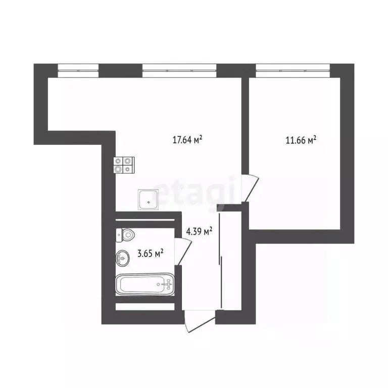 1-к кв. Тюменская область, Тюмень ул. Стройотрядовская, 6 (36.3 м) - Фото 2