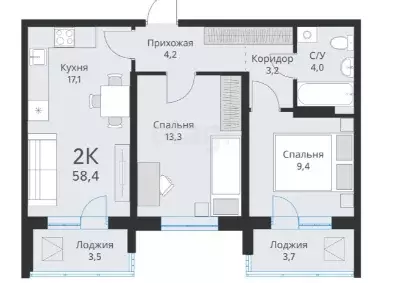 Продаётся 3-к квартира, 58.4 м - Фото 0