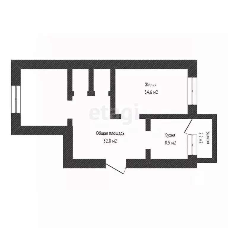 2-к кв. Псковская область, Остров ул. Меркурьева, 18 (52.8 м) - Фото 1