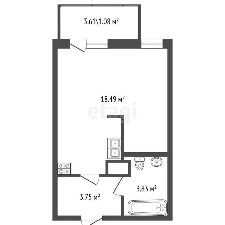 Квартира-студия: Кудрово, Солнечная улица, 2 (25.5 м) - Фото 0