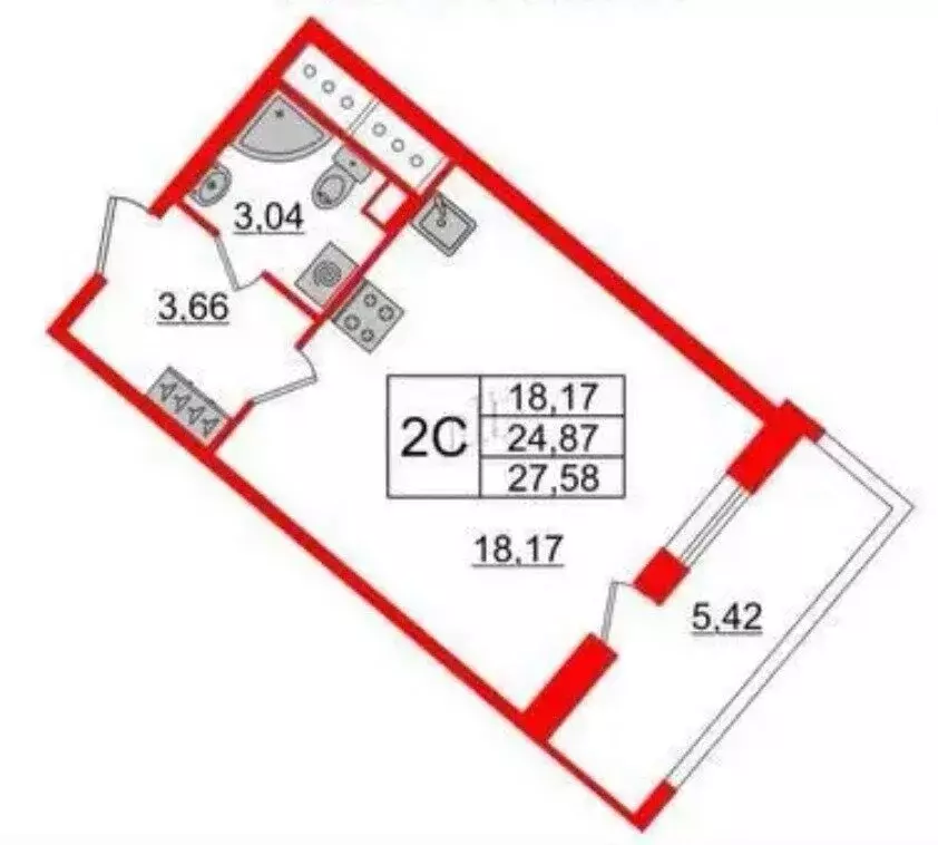 Квартира-студия: Санкт-Петербург, Архивная улица, 4 (27.6 м) - Фото 1