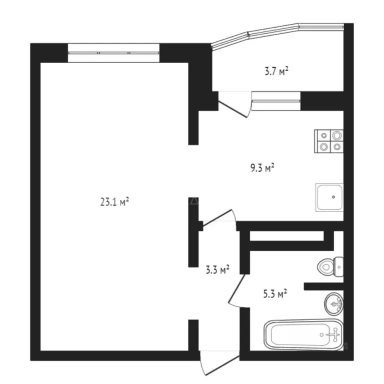 1-к кв. Тюменская область, Тюмень ул. Павла Шарова, 1к1 (40.8 м) - Фото 2