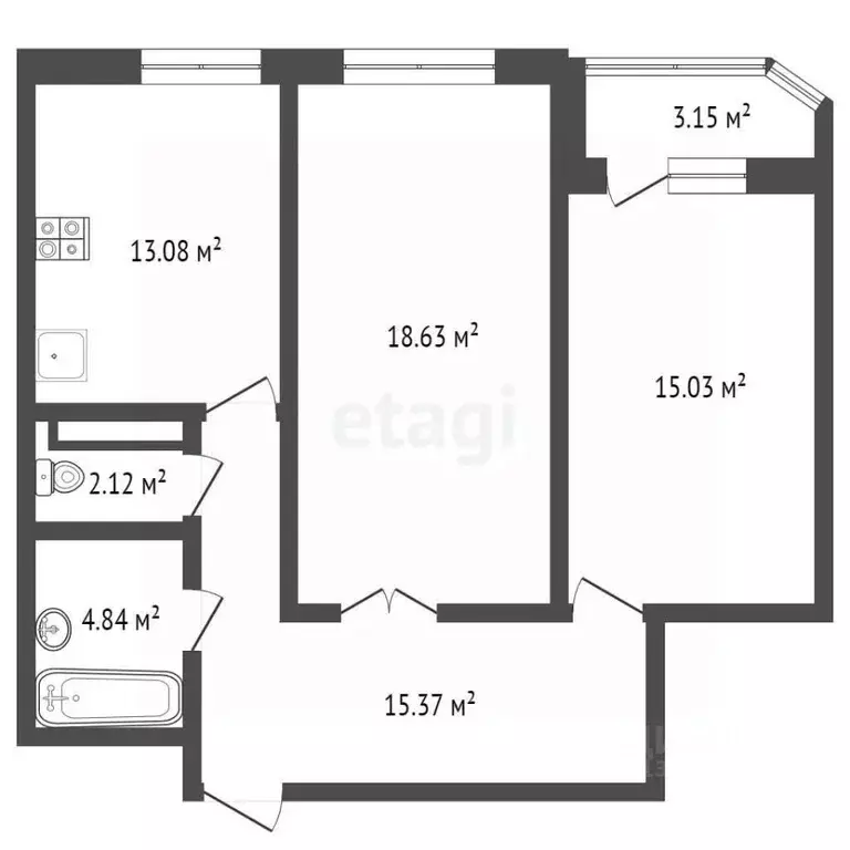 2-к кв. Брянская область, Брянск Мининская ул., 50 (71.2 м) - Фото 1