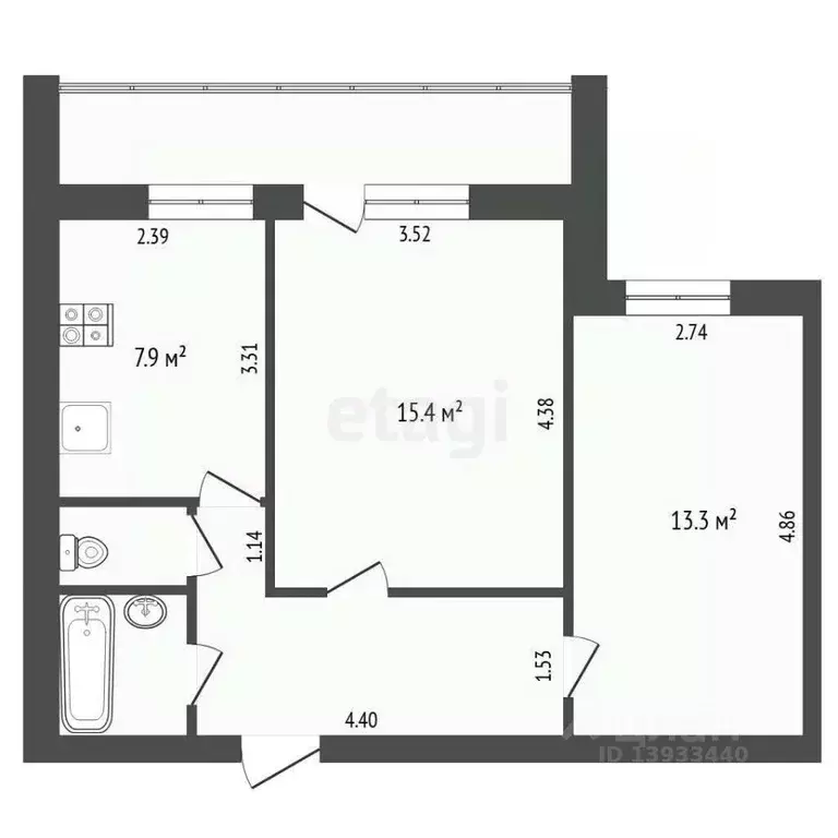 2-к кв. Тюменская область, Тюмень ул. Червишевский Тракт, 31 (52.0 м) - Фото 1