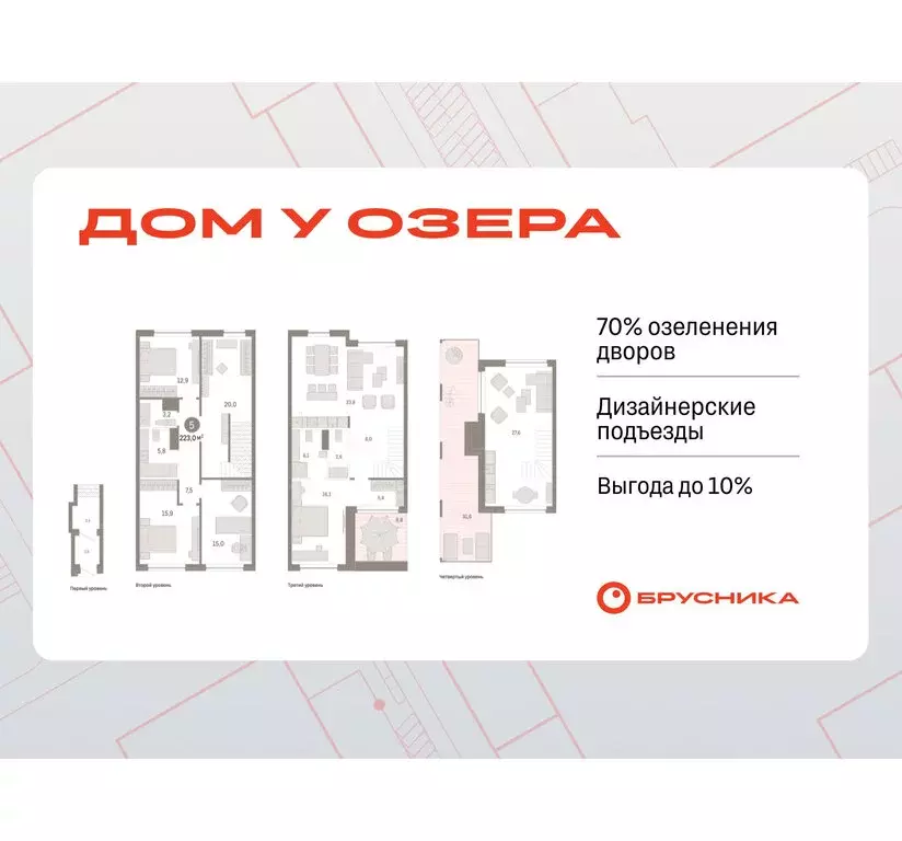 4-комнатная квартира: Тюмень, ЖК Дом у Озера (223.03 м) - Фото 0