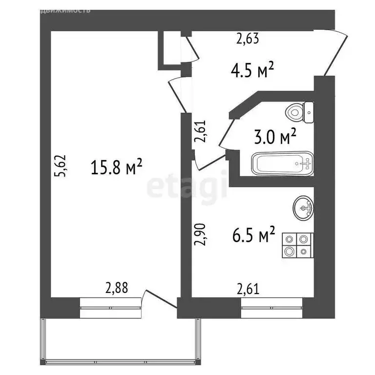 1-комнатная квартира: Ковров, Летняя улица, 21 (30.1 м) - Фото 0