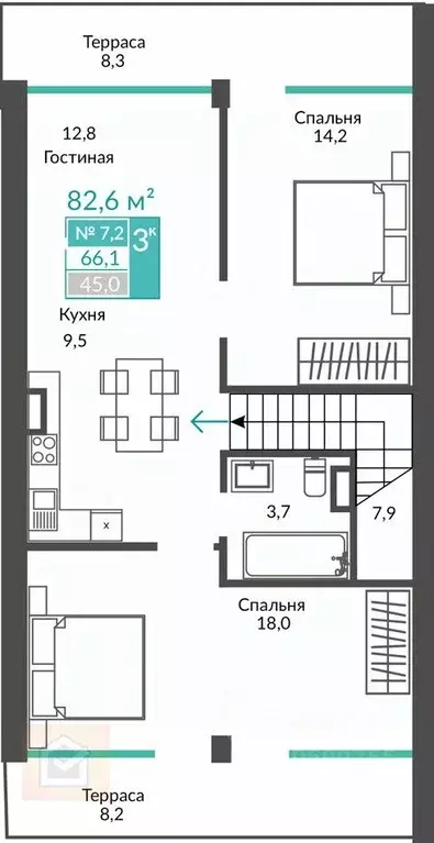 3-к кв. Крым, Алушта муниципальный округ, с. Виноградное ул. Сусловой ... - Фото 2
