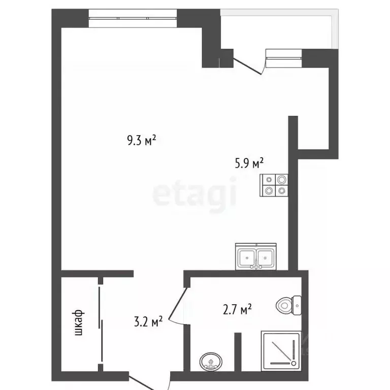 Студия Калининградская область, Светлогорск Тихая ул., 12 (23.0 м) - Фото 2
