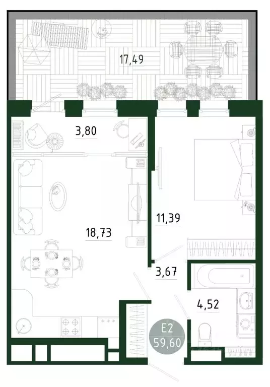 2-к кв. Тульская область, Тула Платон Парк жилой комплекс (59.6 м) - Фото 1