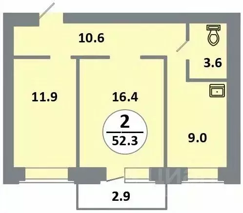 2-к кв. Красноярский край, Красноярск просп. 60 лет Образования СССР, ... - Фото 1