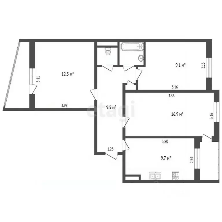 3-к кв. Крым, Симферополь ул. Маршала Жукова (61.2 м) - Фото 2