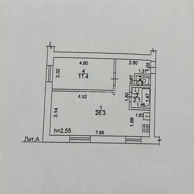 Студия Липецкая область, Грязи ул. СХТ, 3 (40.6 м) - Фото 2