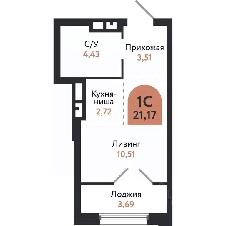 Студия Томская область, Томск Черемошники мкр, ул. Бердская, 14/3 ... - Фото 1
