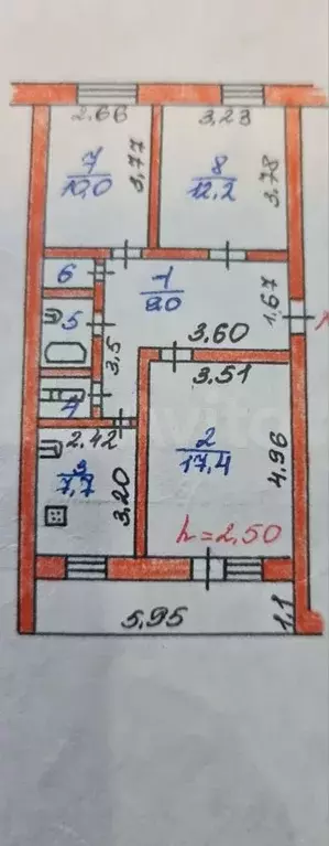 3-к. квартира, 61,1 м, 2/5 эт. - Фото 0