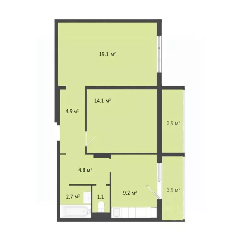 2-к кв. Омская область, Омск Заозерный мкр, ул. Сергея Тюленина, 4 ... - Фото 1