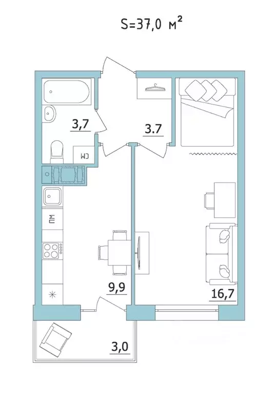 1-к кв. Карелия, Петрозаводск ул. Лермонтова, 2 (37.0 м) - Фото 1