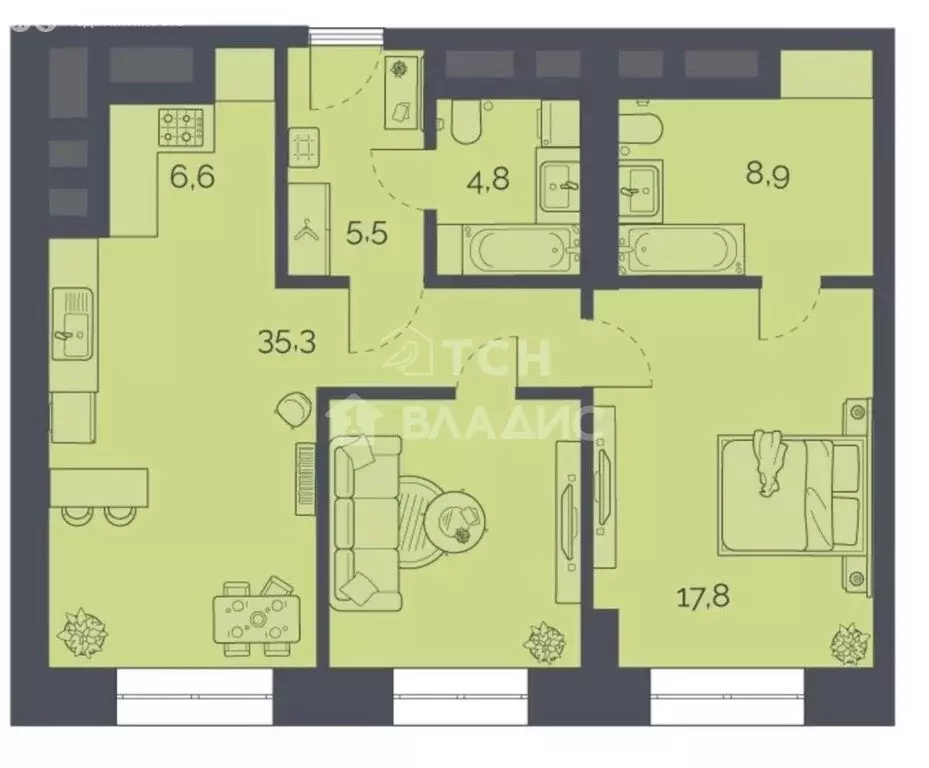 2-комнатная квартира: Москва, Староалексеевская улица, 5А (78.9 м) - Фото 1