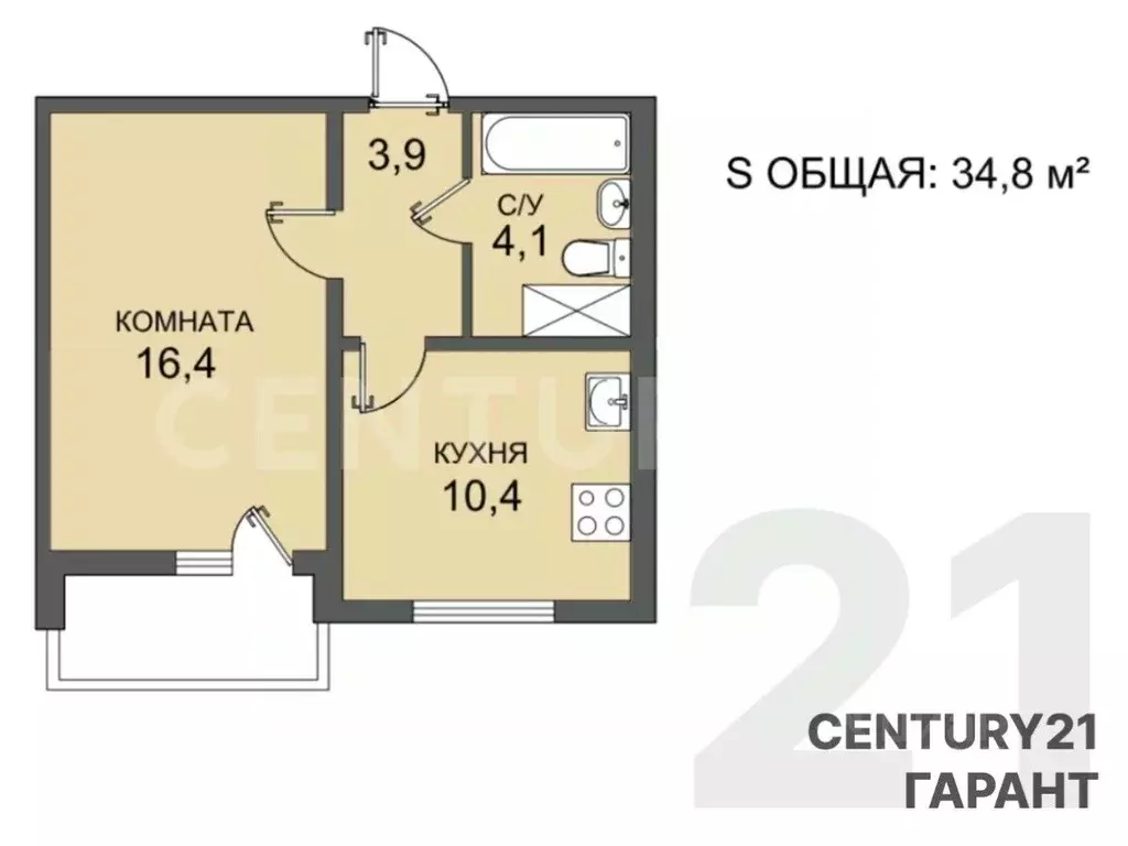 1-к кв. Санкт-Петербург дор. Муринская, 14к2 (34.8 м) - Фото 2