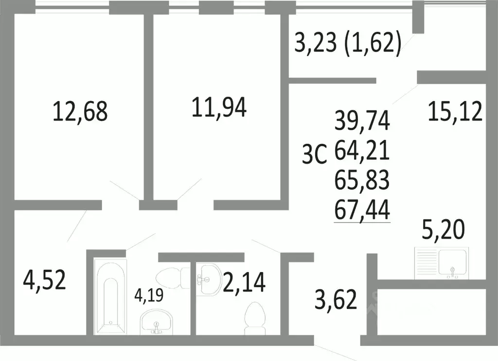 3-к кв. Свердловская область, Екатеринбург Академический мкр, 14-й ... - Фото 0