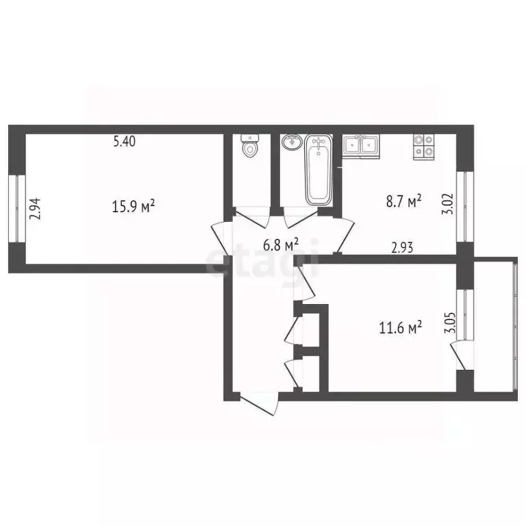 2-к кв. Калужская область, Калуга ул. Дубрава, 12 (48.1 м) - Фото 0