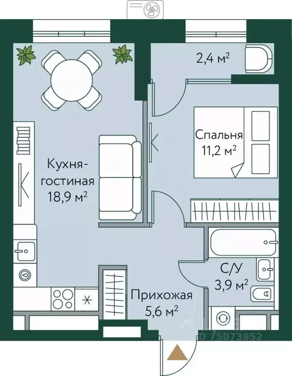 1-к кв. Волгоградская область, Волгоград Новосибирская ул., 74с1 (42.0 ... - Фото 0