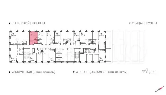 Квартира-студия, 24,2м, 25/58эт. - Фото 1