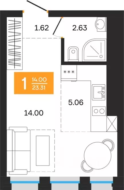1-к кв. Башкортостан, Уфа ул. Нуриманова (23.31 м) - Фото 1