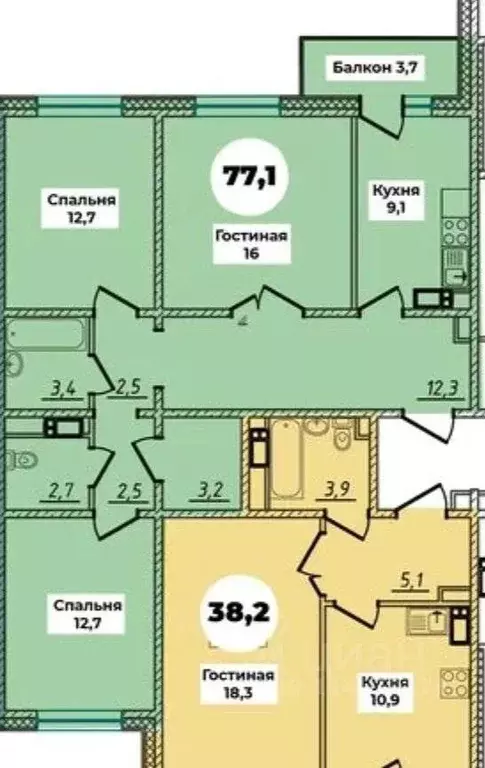 3-к кв. Бурятия, Улан-Удэ 148В мкр, 8/2 (78.2 м) - Фото 1