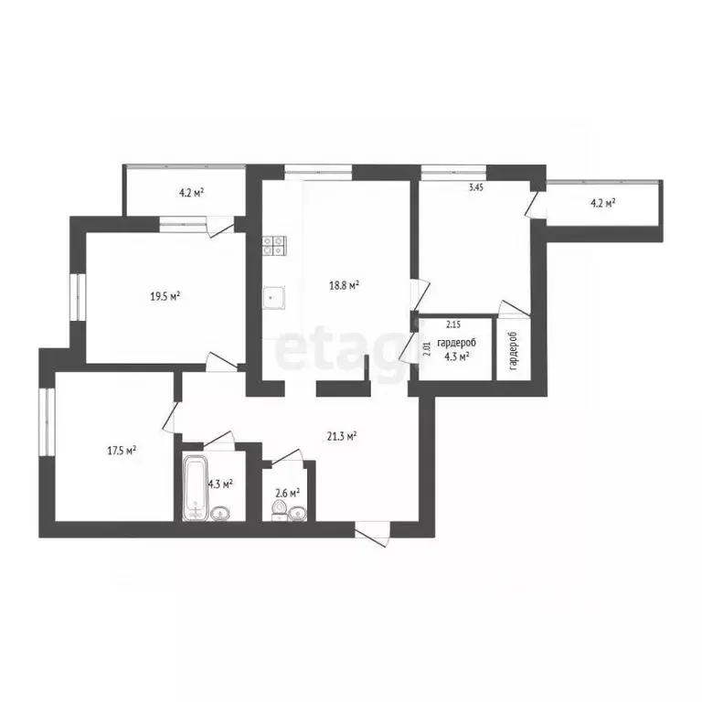 3-к кв. Тюменская область, Тюмень Широтная ул., 114к2 (113.1 м) - Фото 2
