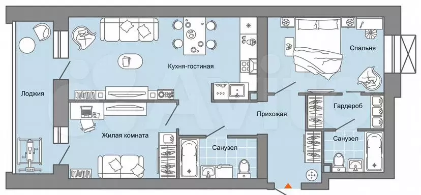 3-к. квартира, 69м, 4/8эт. - Фото 0