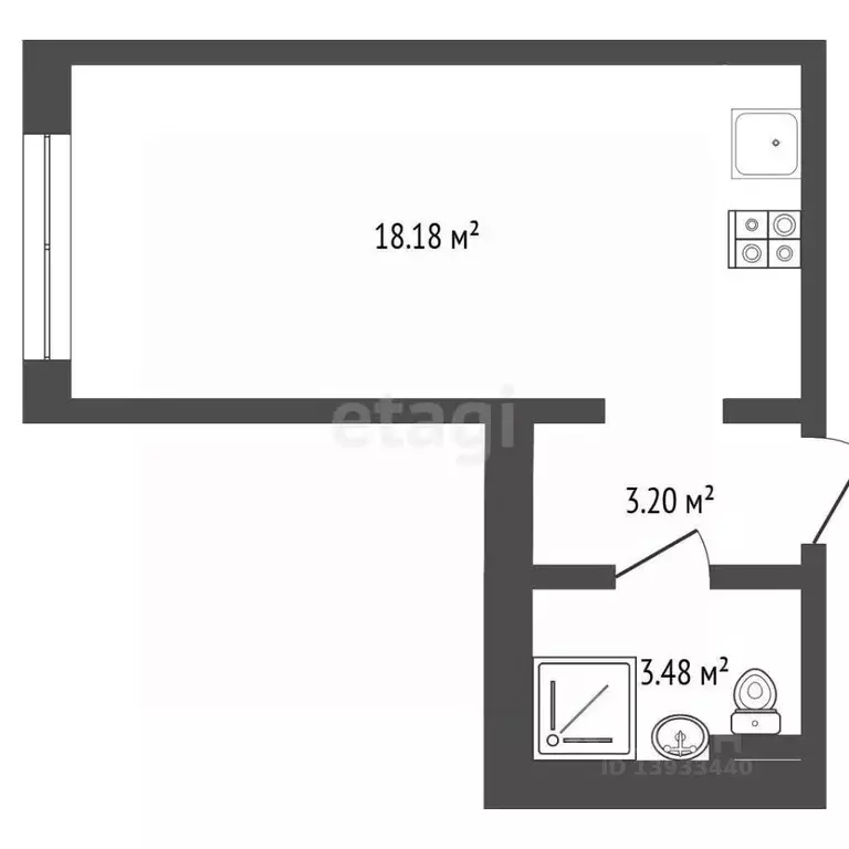 Студия Тюменская область, Тюмень Харьковская ул., 74 (25.4 м) - Фото 2