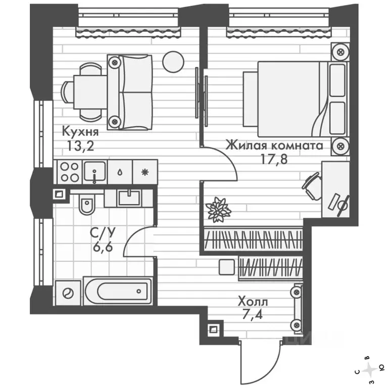 1-к кв. Нижегородская область, Нижний Новгород Черниговская ул. (45.0 ... - Фото 2