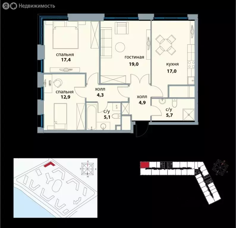 3-комнатная квартира: Москва, Шелепихинская набережная, 34к5 (86.4 м) - Фото 1