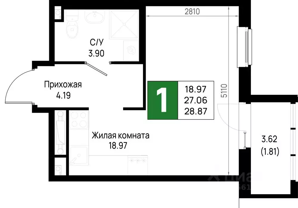 1-к кв. Ленинградская область, Всеволожский район, Свердловское ... - Фото 0