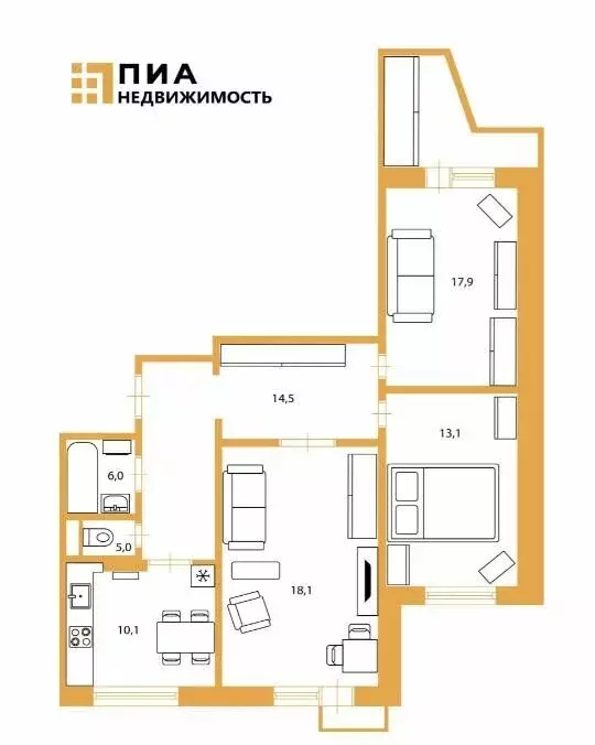 3-комнатная квартира: Королёв, Дворцовый проезд, 4 (72.9 м) - Фото 1