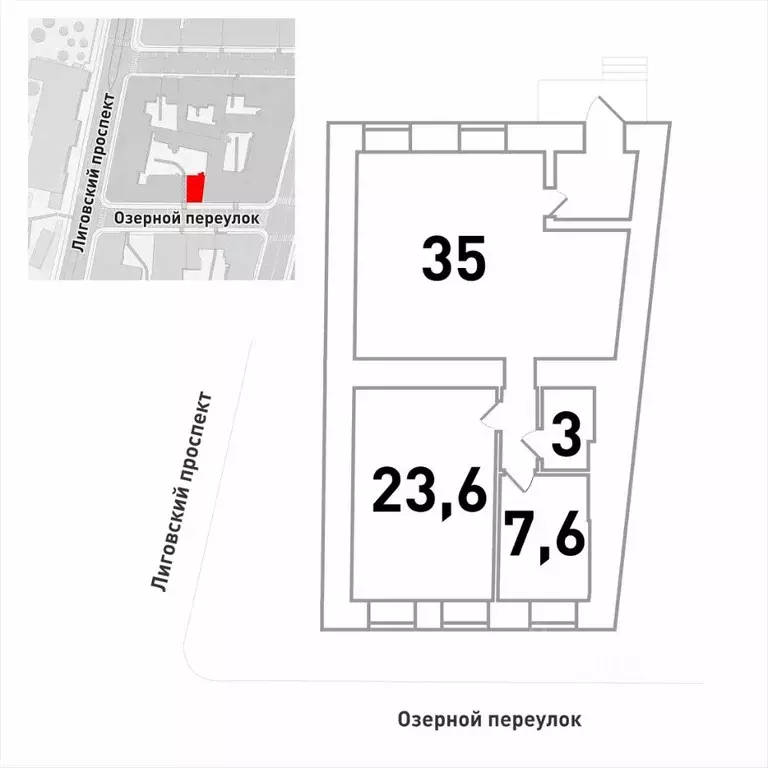 Помещение свободного назначения в Санкт-Петербург Озерной пер., 9 (77 ... - Фото 2